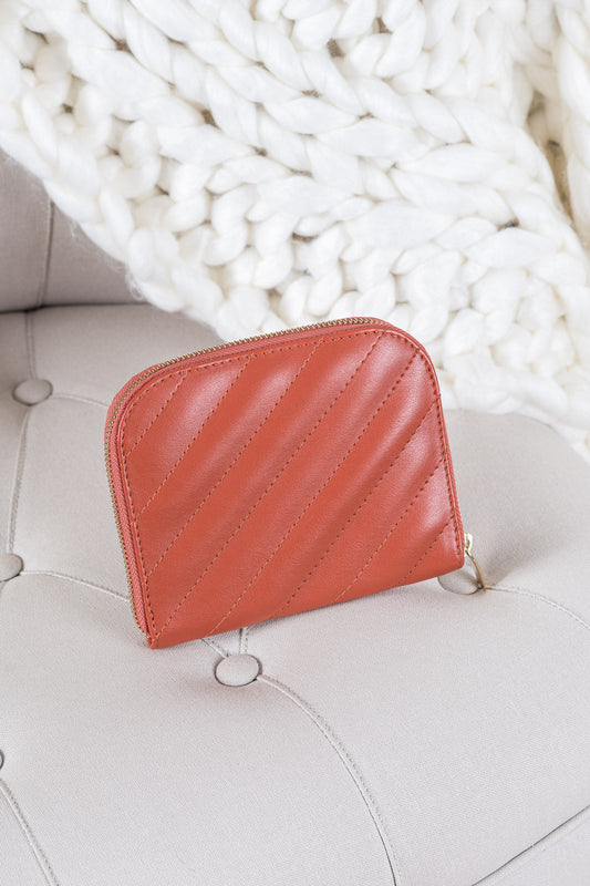 Portefeuille matelassé en pomme vegan écologique pour femme orange brique Alto Minuit sur Terre