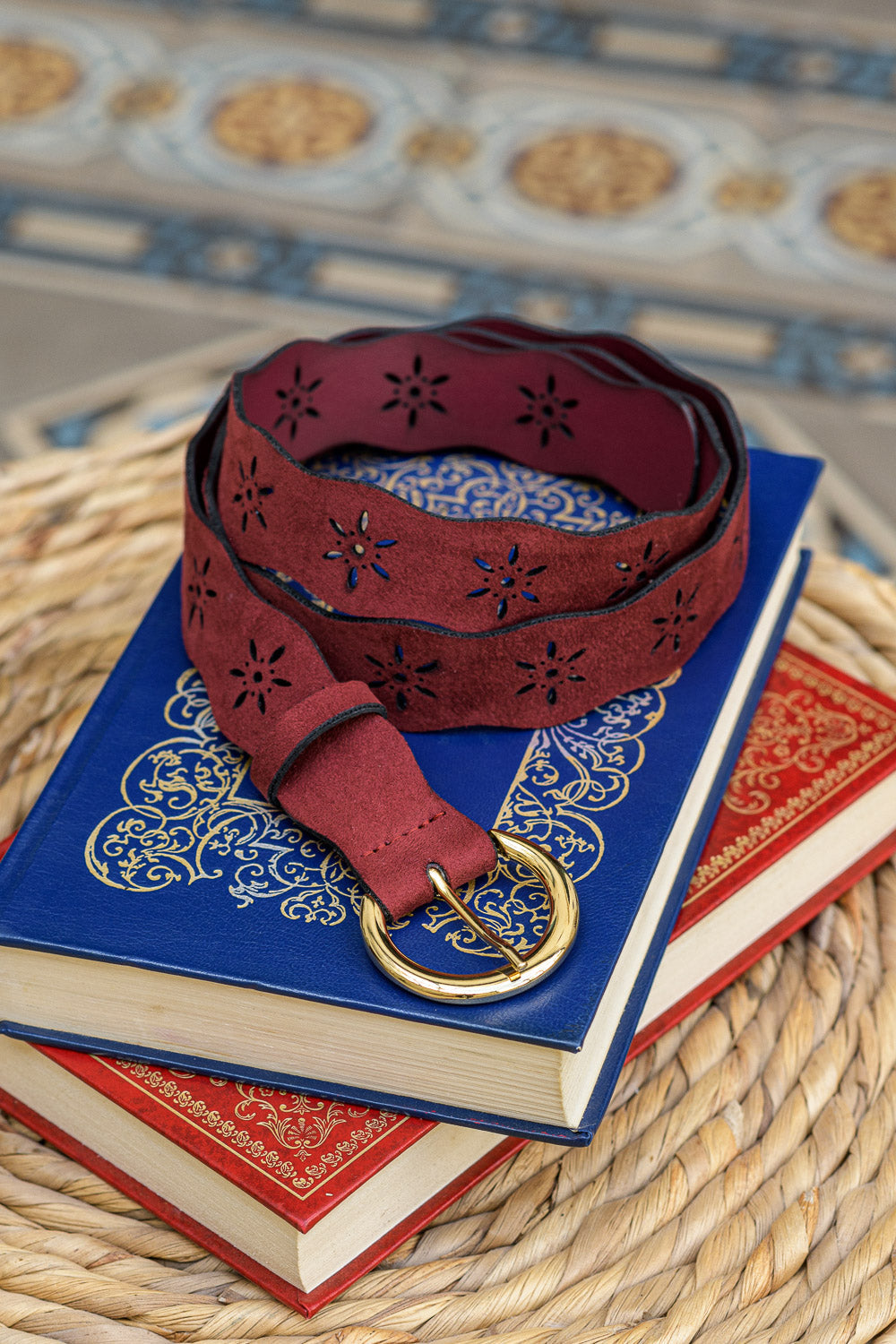 Ceinture rouge bordeaux pour femme vegan écologique Folk Minuit sur Terre