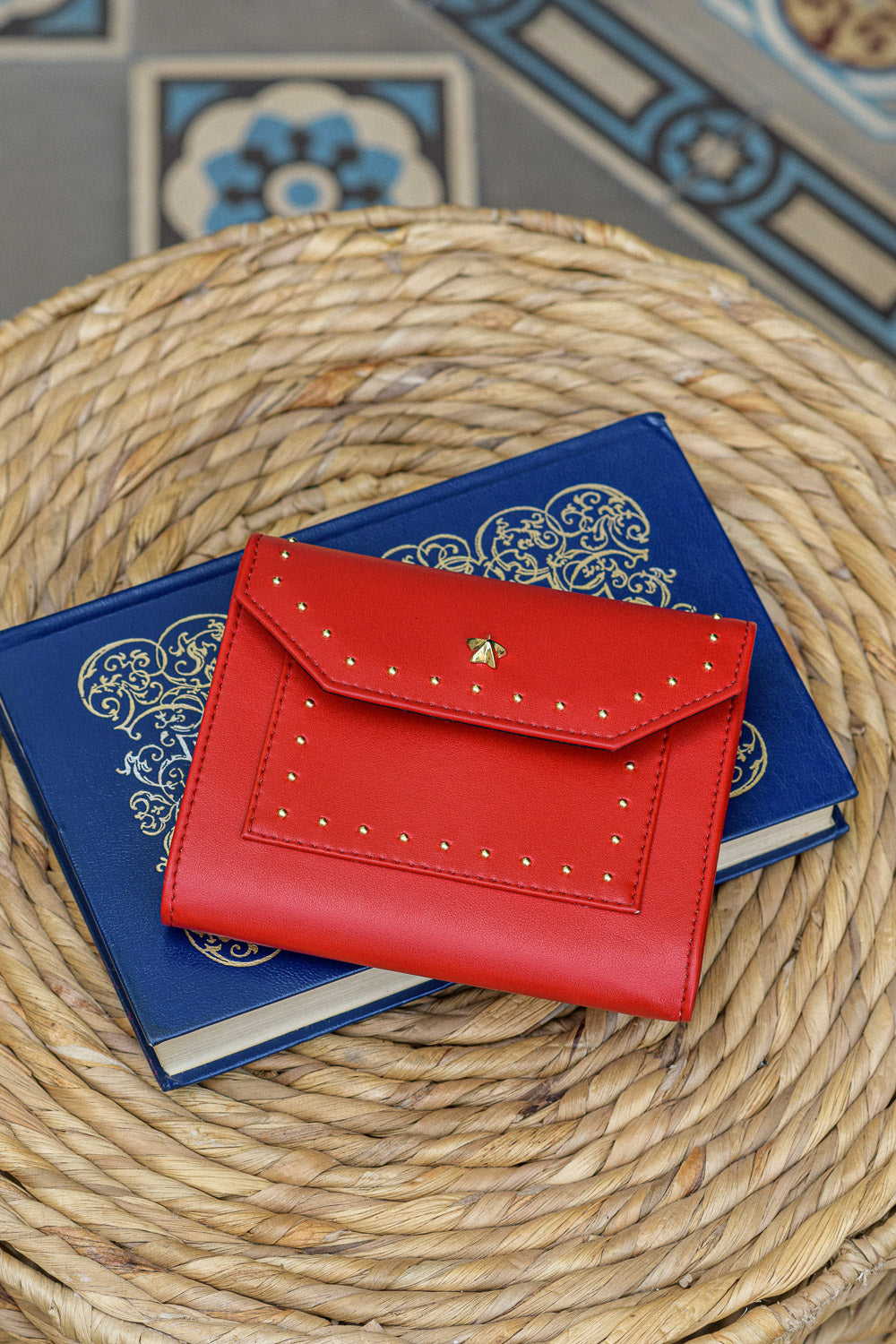 Porte-monnaie rouge écologique vegan pour femme Andante Minuit sur Terre
