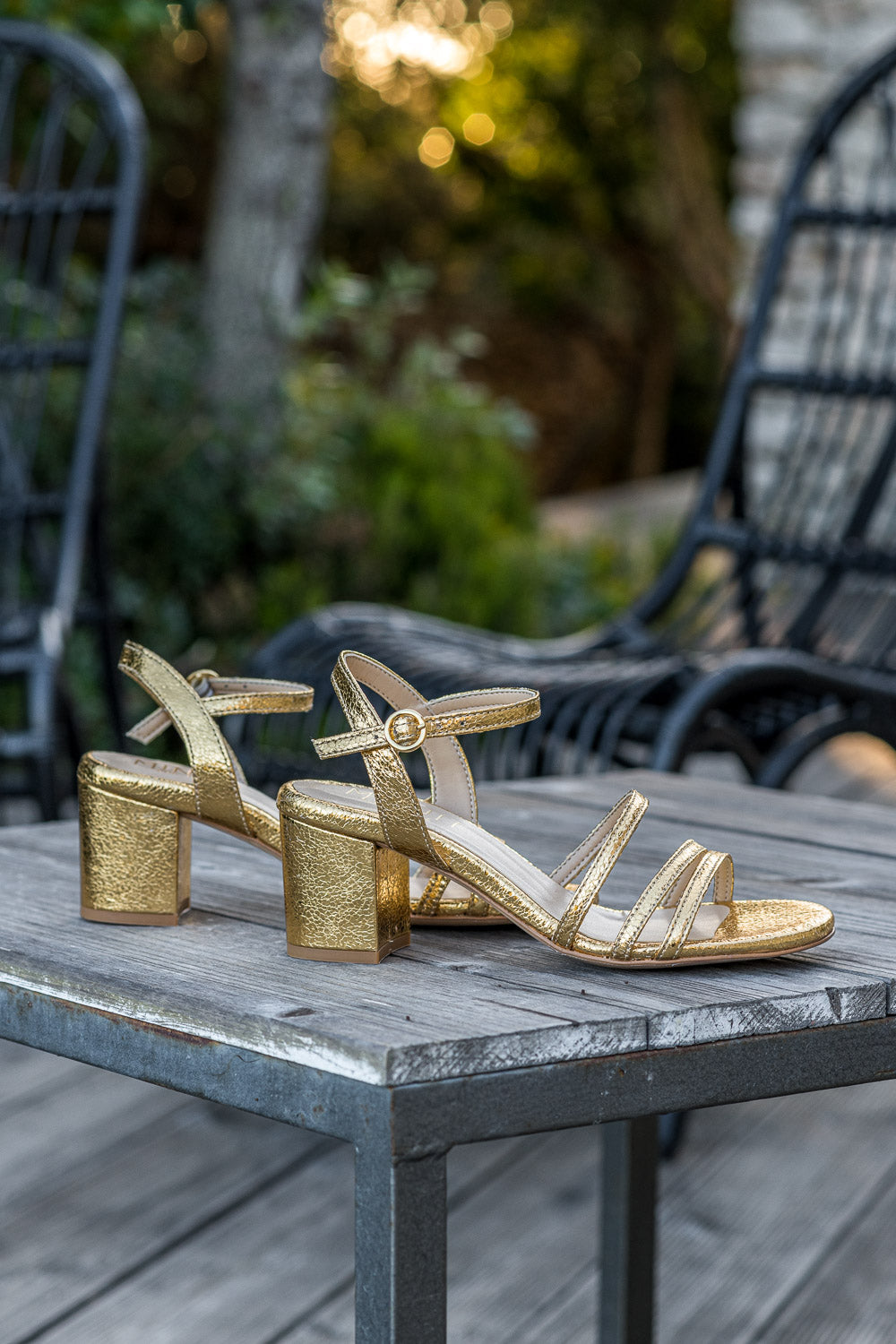 Sandales à talons dorées or écologiques vegan femme Abbartello Minuit sur Terre