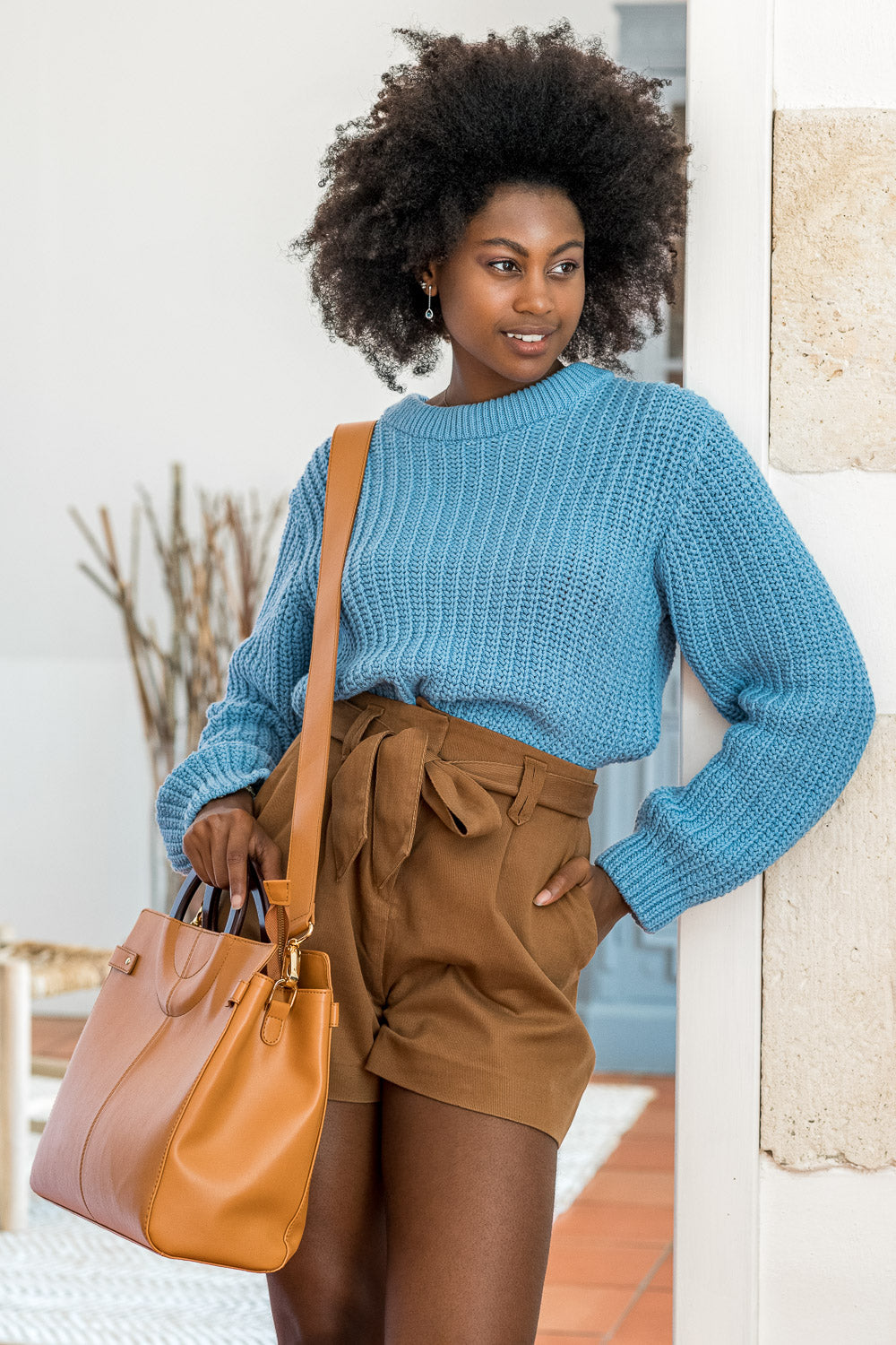 Sac à main en pomme vegan écologique camel pour femme Kayamb Minuit sur Terre