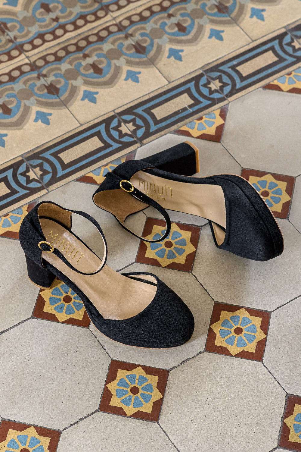 Babies noires vegan recyclées pour femme Luce Minuit sur Terre