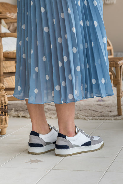 Baskets femme écologiques végétales et recyclées blanches gris bleu Aveiro Nuage Minuit sur Terre