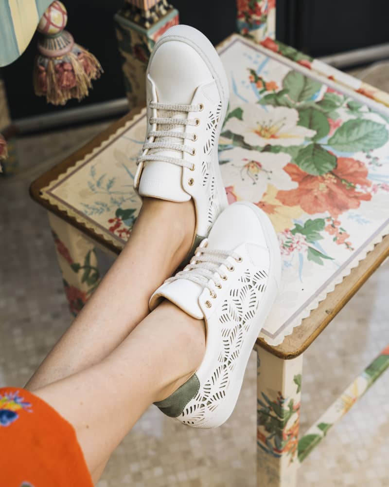Baskets écoresponsables blanc vert femme