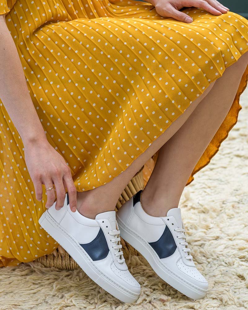 Baskets recyclées blanc bleu