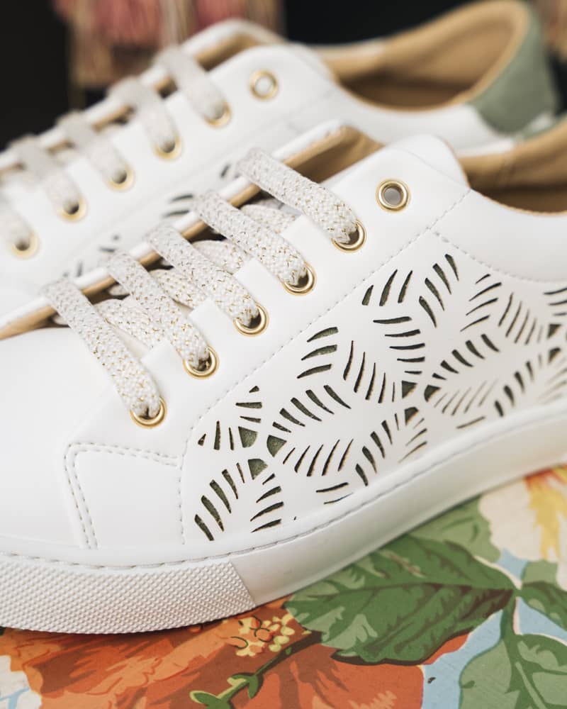 Baskets écoresponsables blanc vert femme