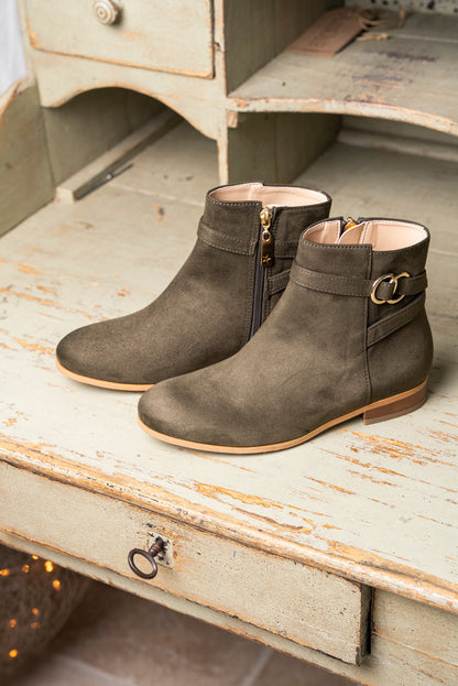 Bottines plates vert kaki vegan écologique pour femme Cérès Minuit sur Terre