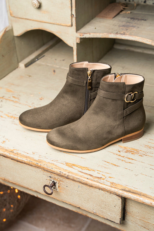 Bottines plates vert kaki vegan écologique pour femme Cérès Minuit sur Terre