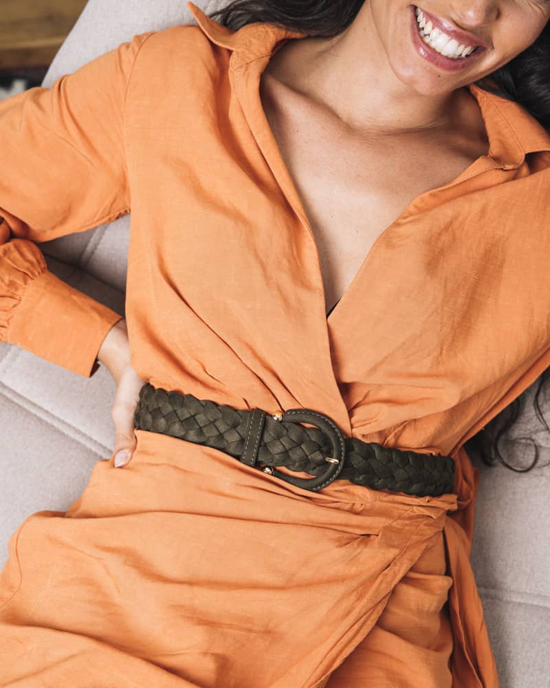 Ceinture tressée kaki femme