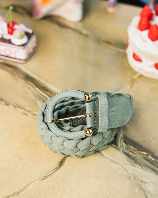 Ceinture vegan femme tressée sauge