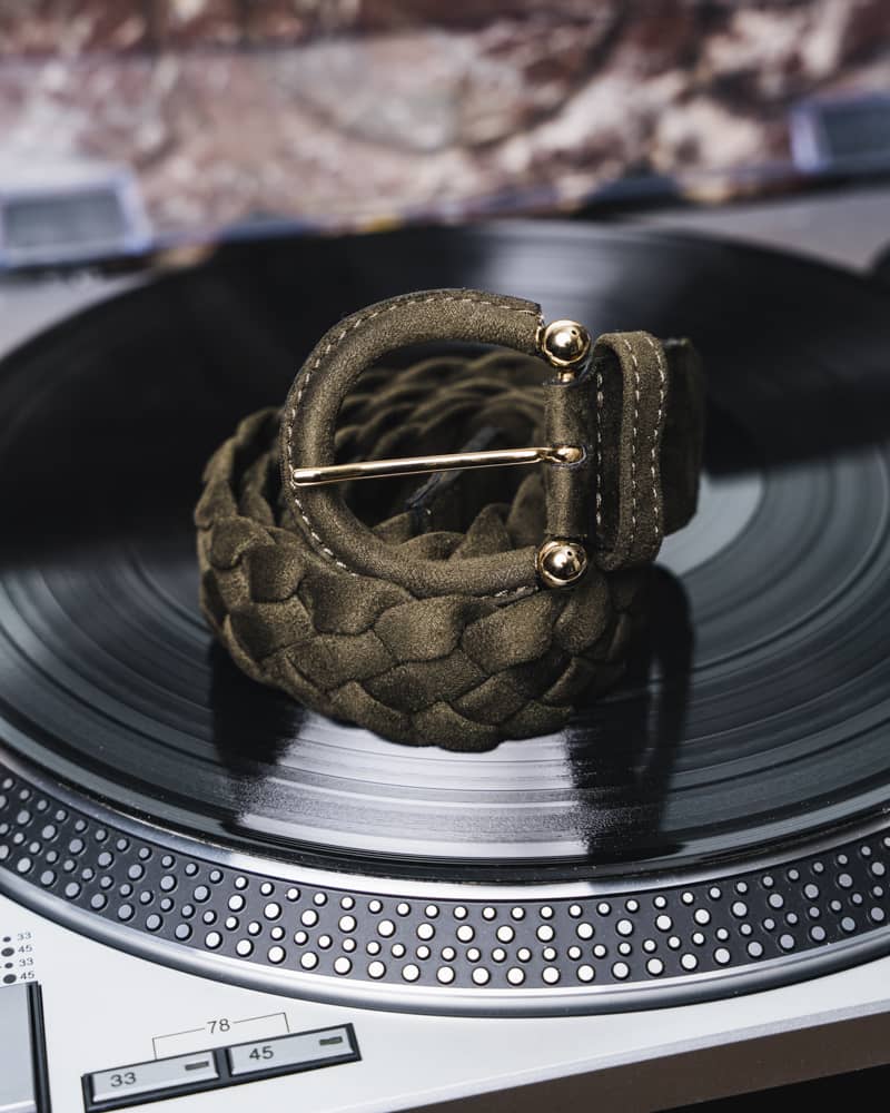 Ceinture tressée kaki femme