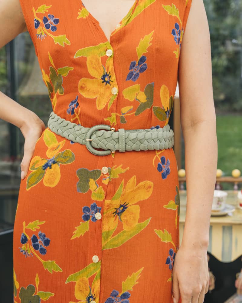Ceinture vegan femme tressée sauge