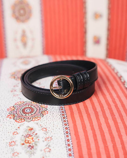 Ceinture noire fine femme vegan