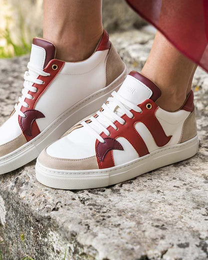 Baskets vegan femme blanc rouge