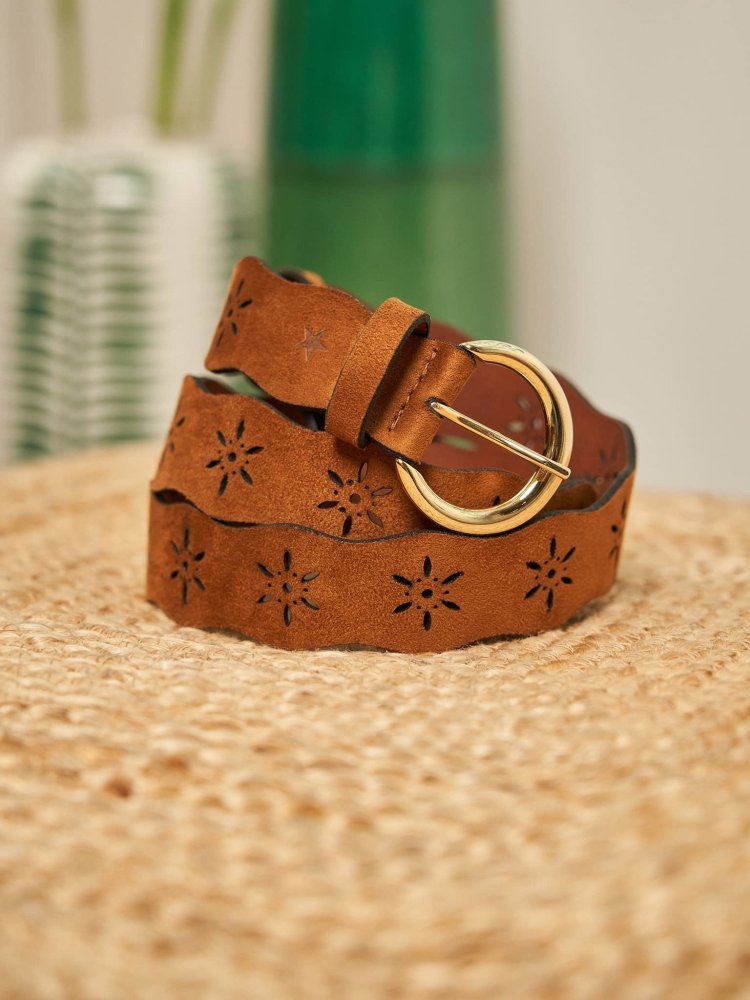 Ceinture marron noisette pour femme vegan écologique Folk Minuit sur Terre