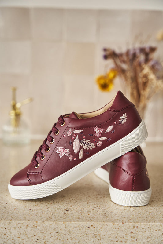 Burgundy autumn wind swirls