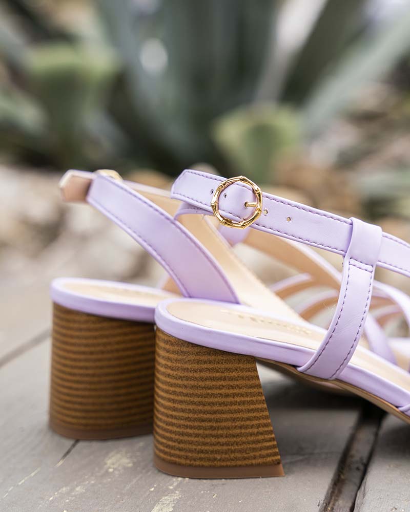 Sandales talons violet vegan
