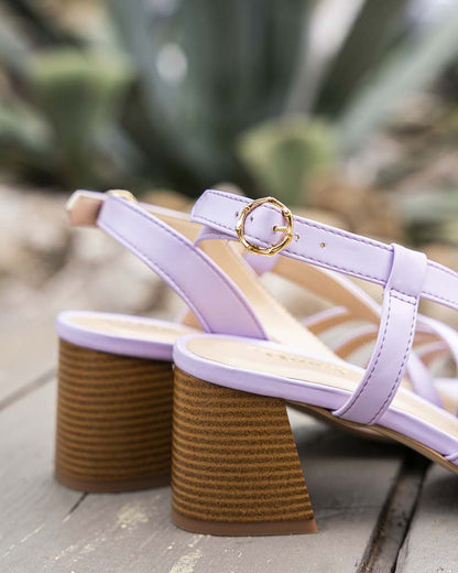 Sandales talons violet vegan