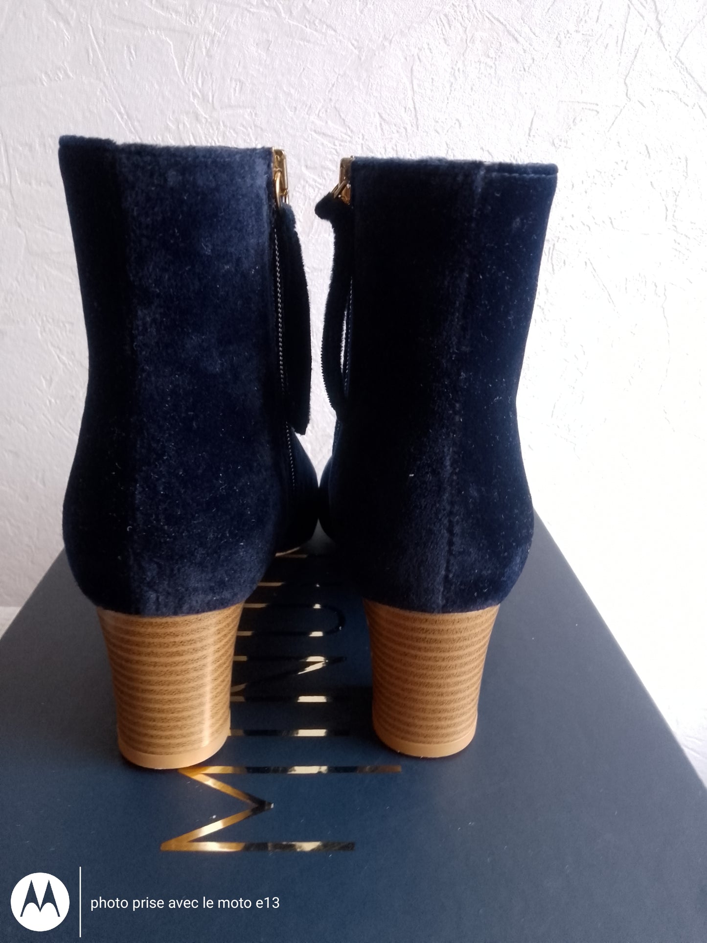 Bottines Syrah en velours bleu