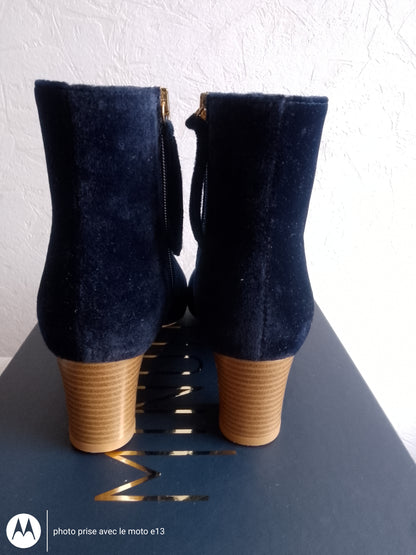 Bottines Syrah en velours bleu