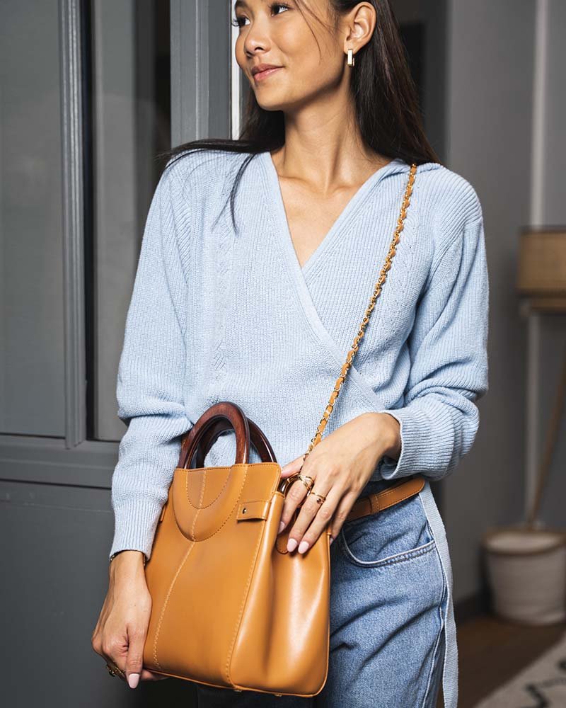 Gilet cache cœur bleu femme