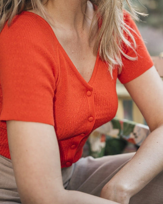 Haut corail femme en maille