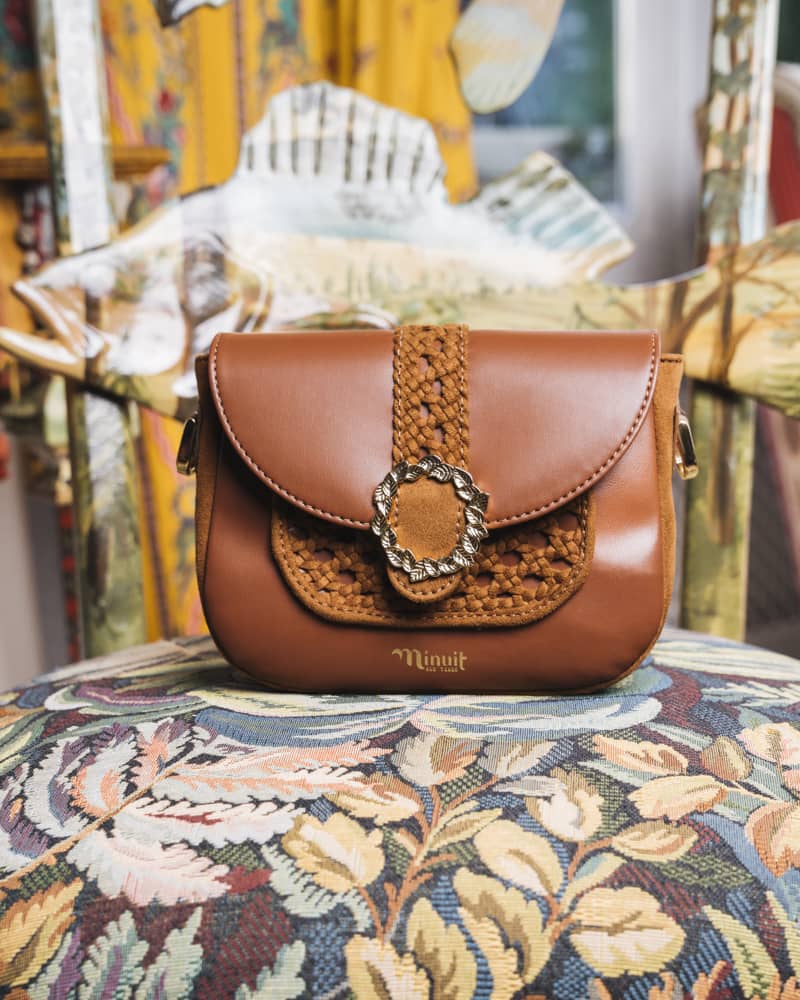 Sac vegan marron tressée femme