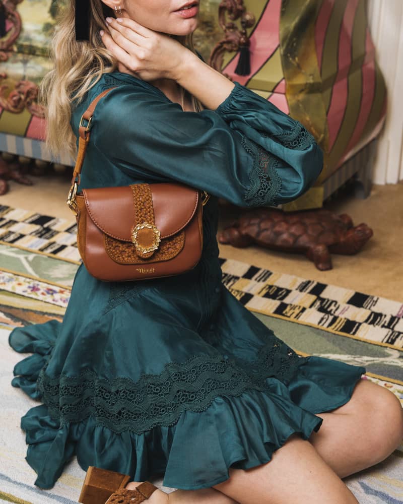 Sac vegan marron tressée femme