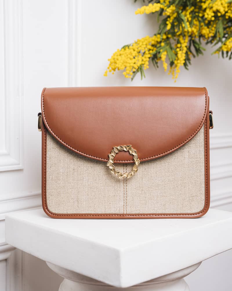 Sac vegan femme marron lin