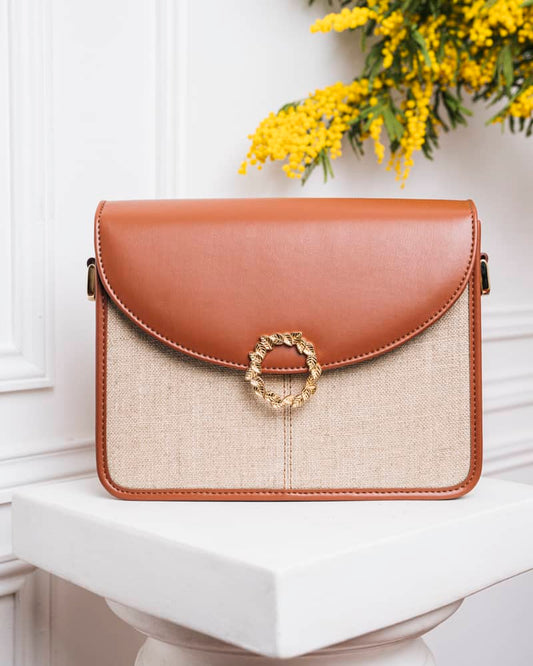 Sac vegan femme marron lin