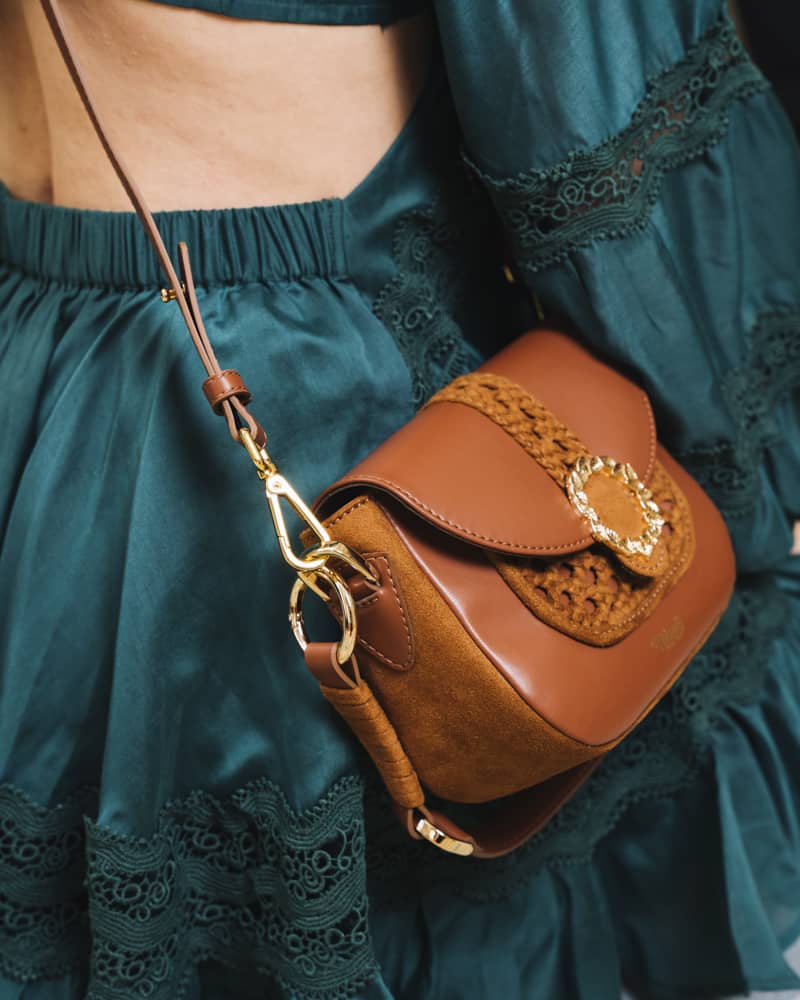 Sac vegan marron tressée femme