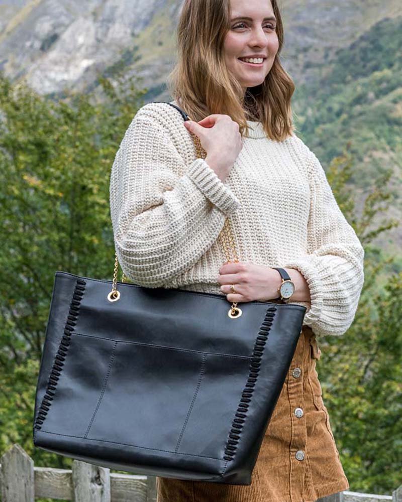Sac cabas noir femme vegan