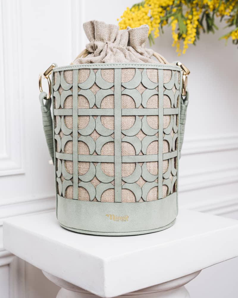 Sac vegan rond vert lin