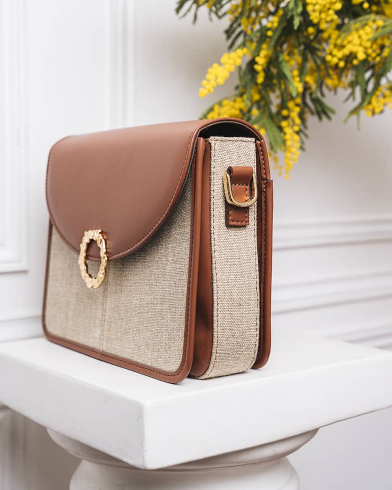 Sac vegan femme marron lin