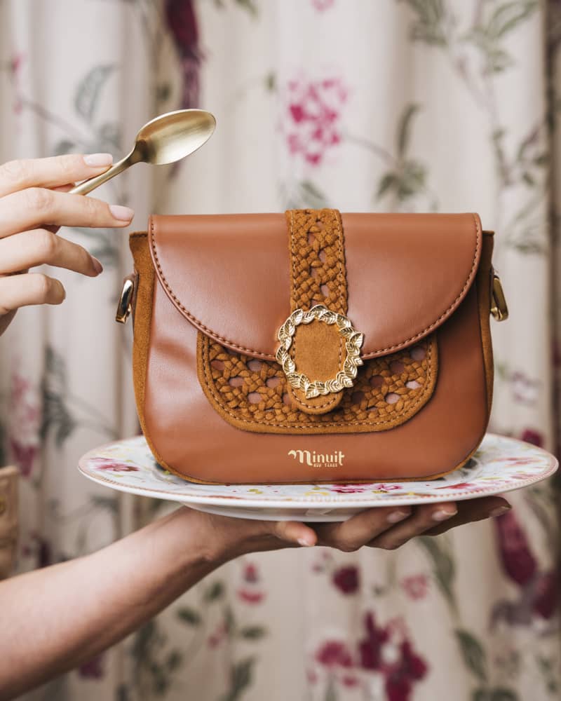 Sac vegan marron tressée femme